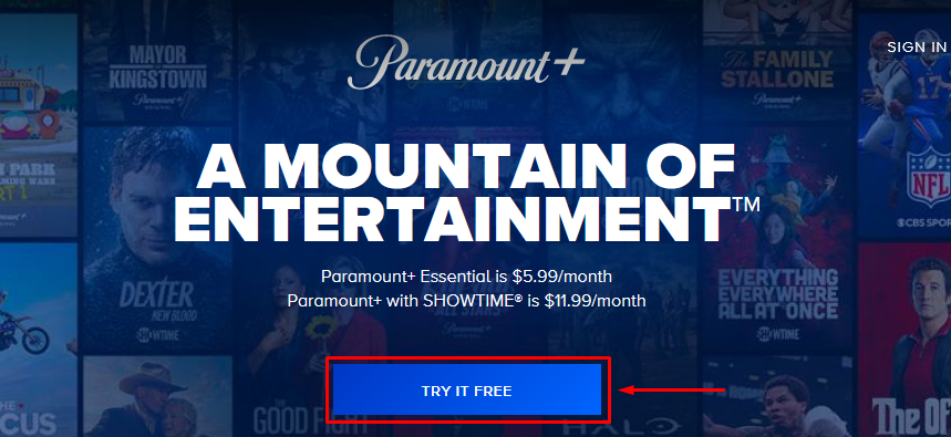 Paramount Plus Website