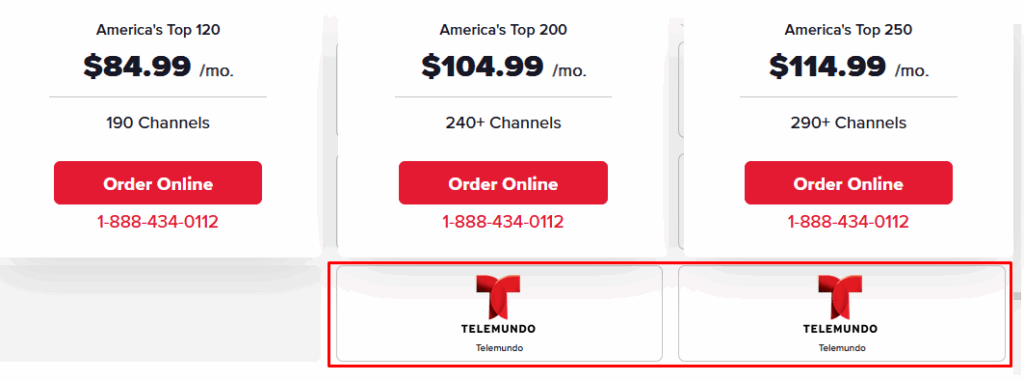 telemundo package dish