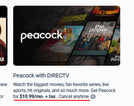 Peacock Add-on DirecTV